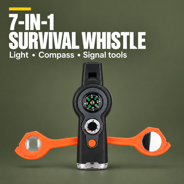 7‑in‑1 Survival Whistle with Light and Signal Tools | PrepPro