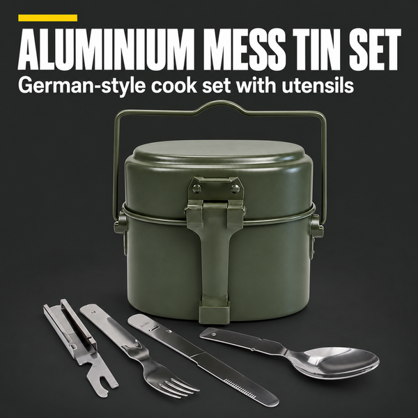 Aluminium Mess Tin Set with Utensils (German‑Style)ls