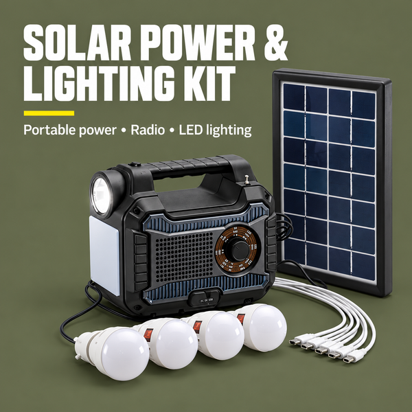 Emergency Solar Power Station 12000mAh with LED Lights & Radio