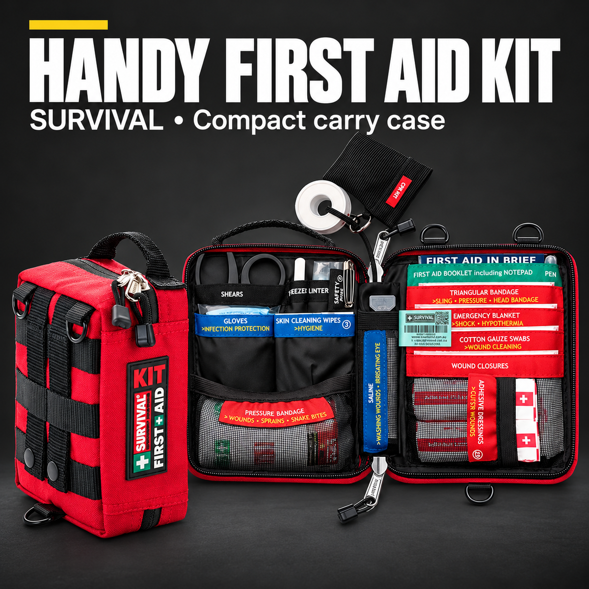 HANDY FIRST AID KIT — SURVIVAL • Compact carry case