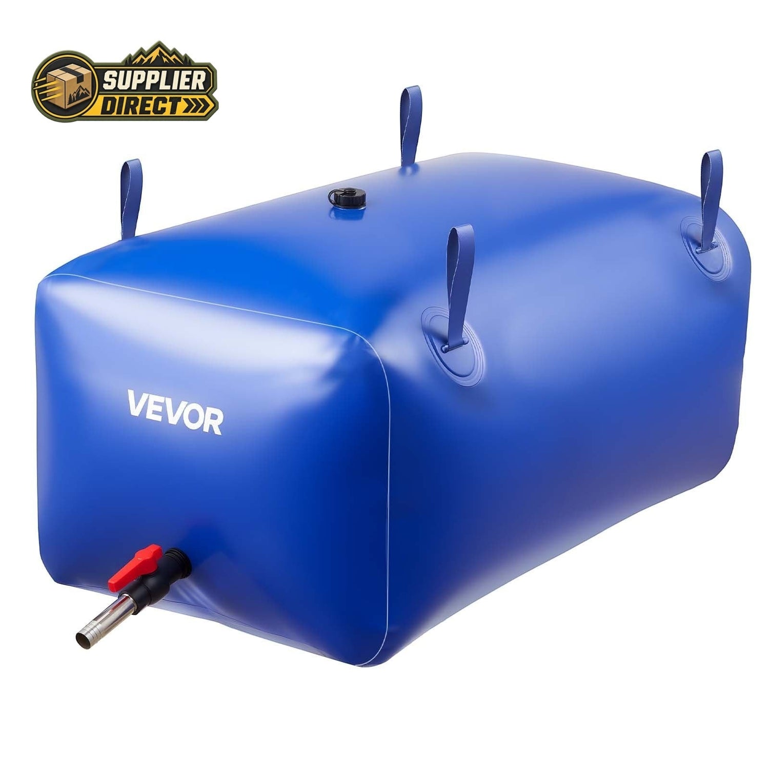 PrepPro Australia 240L blue heavy-duty PVC water storage bladder with faucet valve and reinforced carry handles
