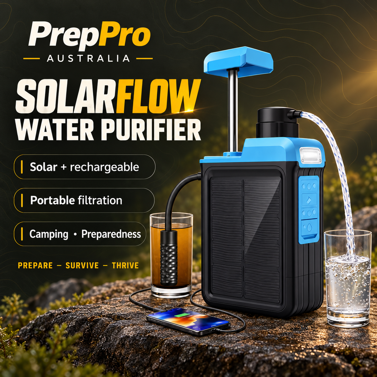 SolarFlow Portable Solar-Powered Water Purification System