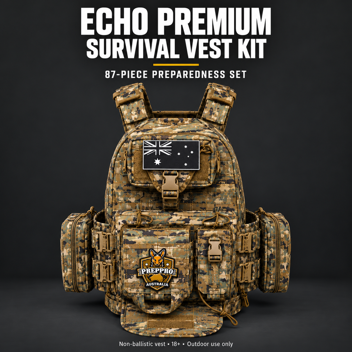 PrepPro Echo Premium Survival Vest Kit – Comprehensive Set — charcoal product overview