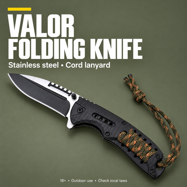 Valor Camping Folding Utility Knife – Rugged Outdoor Tool | PrepPro