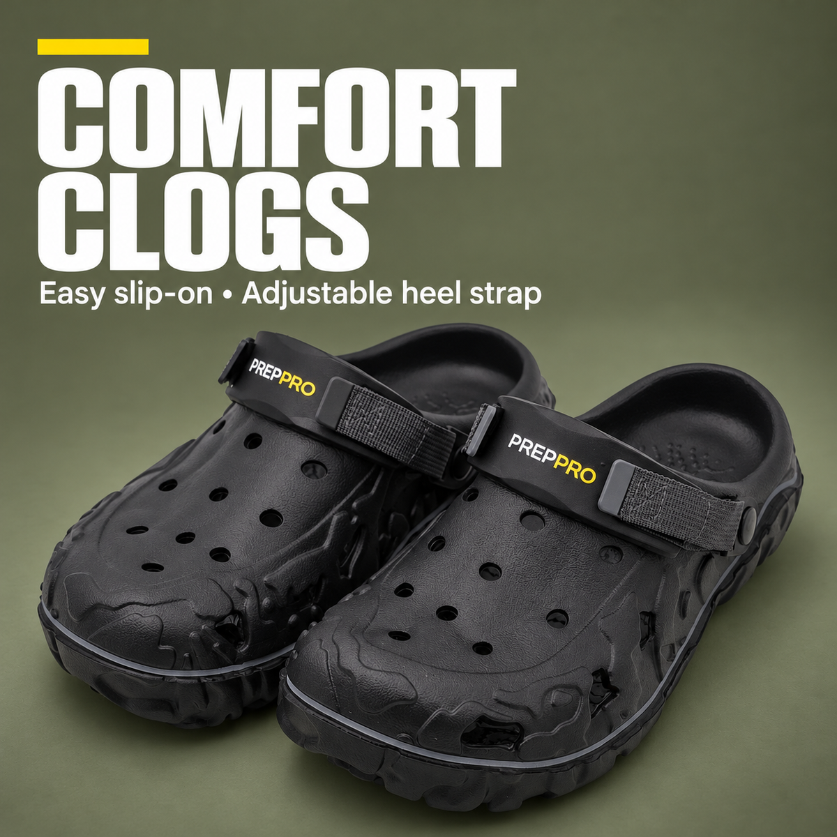 COMFORT CLOGS — Easy slip-on • Adjustable heel strap