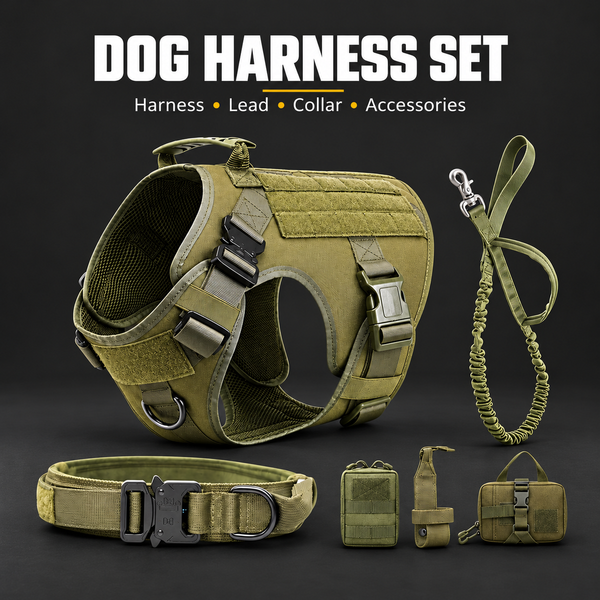 Tactical Dog Harness Set – Adjustable Performance Fit — product overview