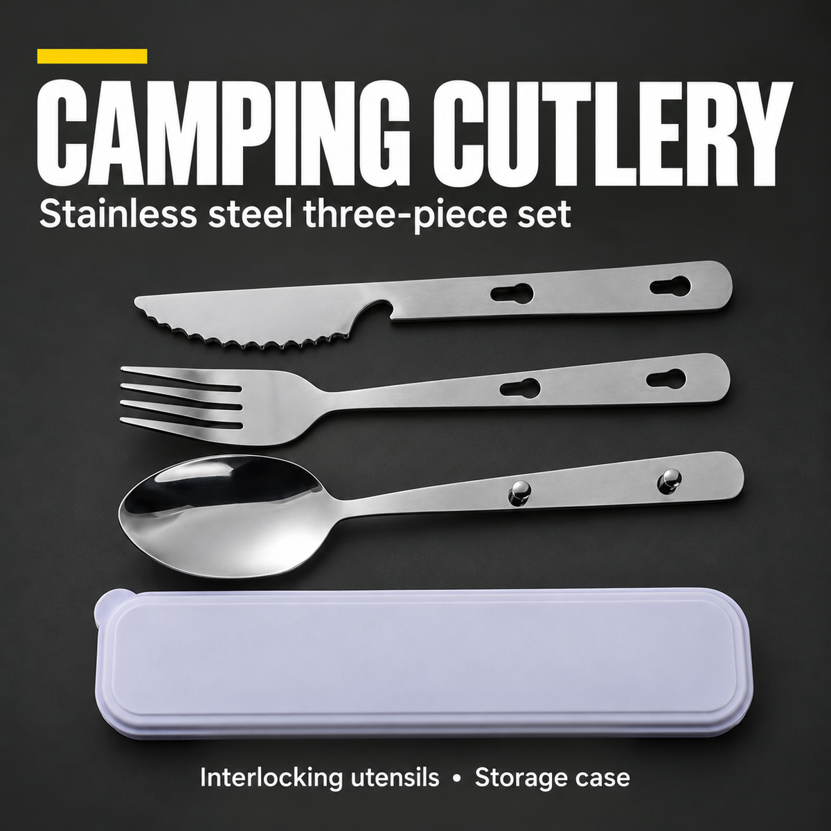 Stainless Steel Camping Cutlery Set – Durable & Compact