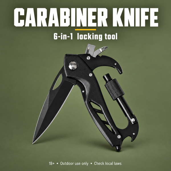 6-in‑1 Locking Carabiner Knife | PrepPro