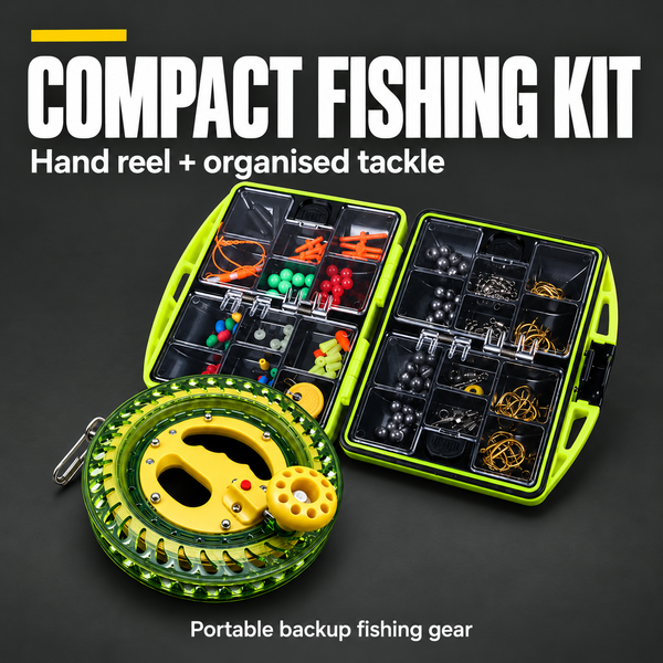 Compact Survival Fishing Kit – 182-Piece Emergency Fishing Reel Set