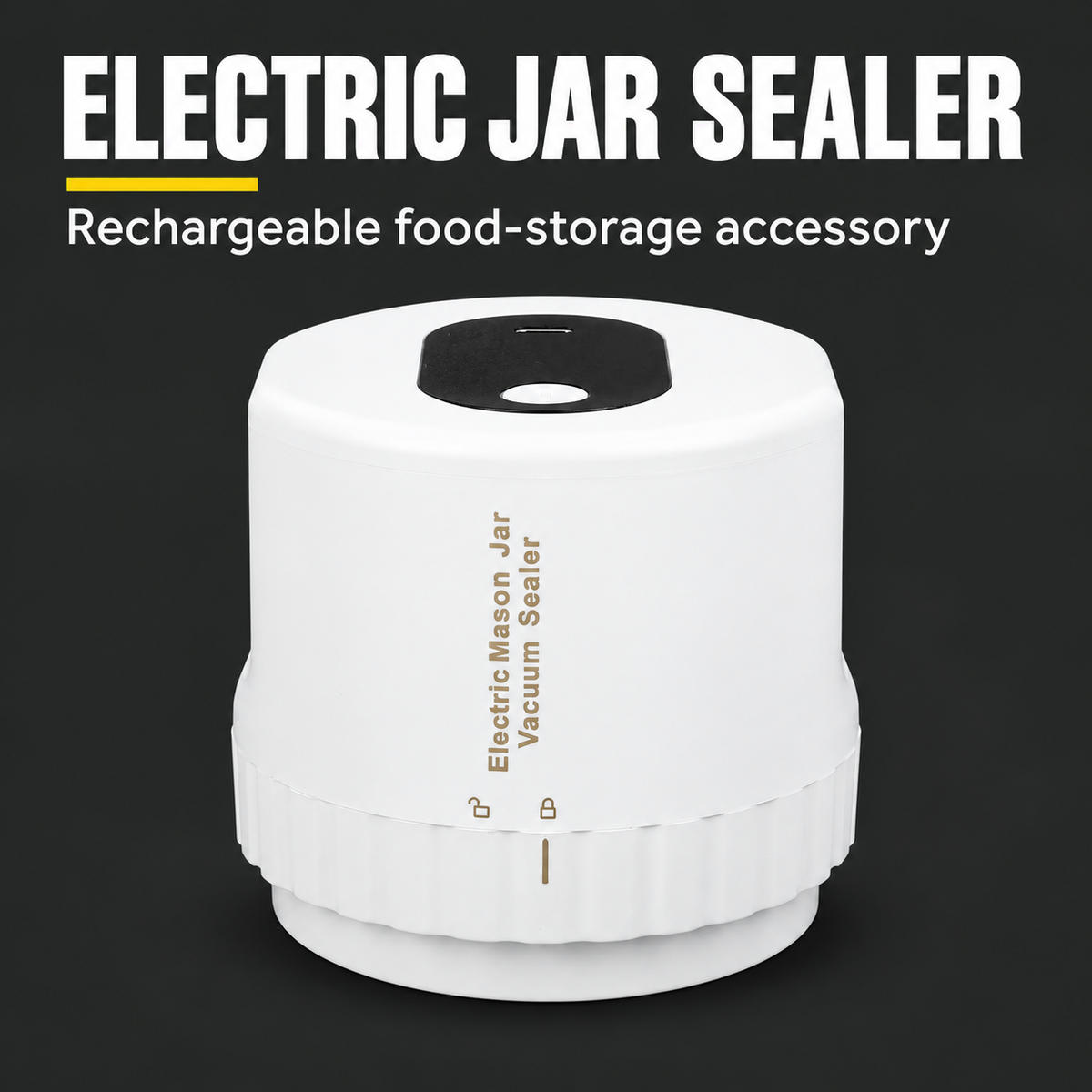 Electric Jar Vacuum Sealer Kit - Rechargeable Mason Jar Food Preservation System — charcoal product hero