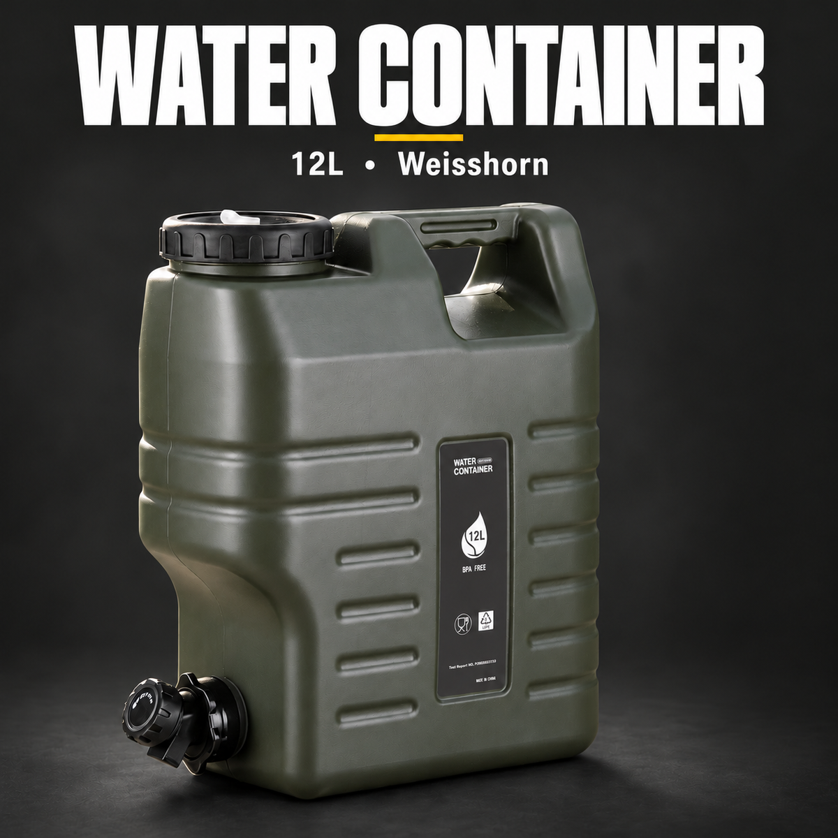 Weisshorn 12L Water Container Jerry Can Bucket Camping Outdoor Storage Tank