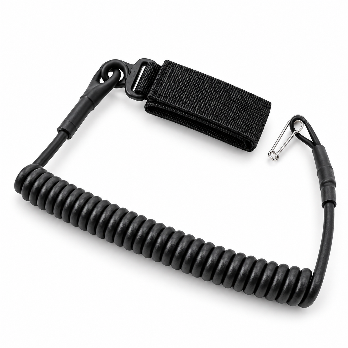 Black retractable coiled gear lanyard