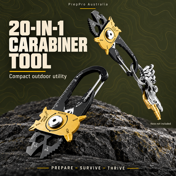 20‑in‑1 Carabiner Multi‑Tool – Compact Utility | PrepPro