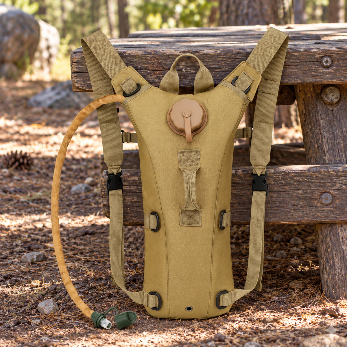 3L Hydration Backpack with Water Bladder at a campsite