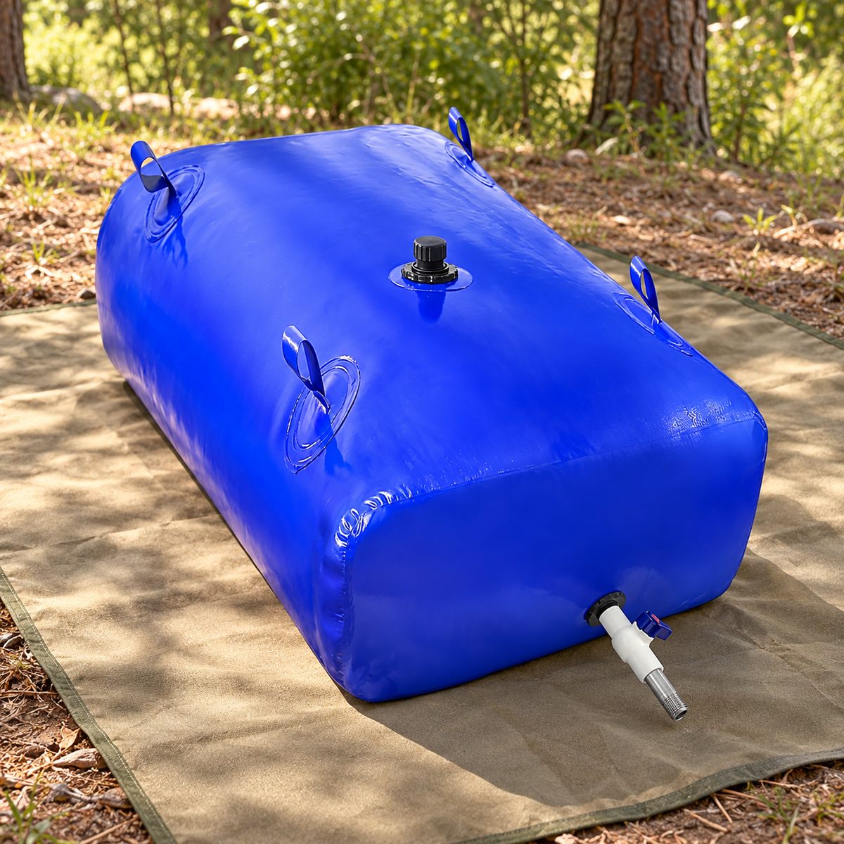 110L Heavy-Duty Water Bladder Bag at a campsite