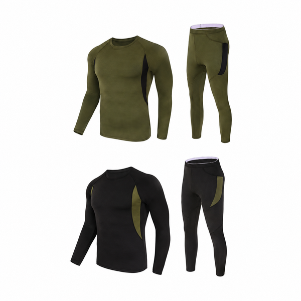 Tactical Thermal Underwear Set, 2-Pack, Black+Green, M
