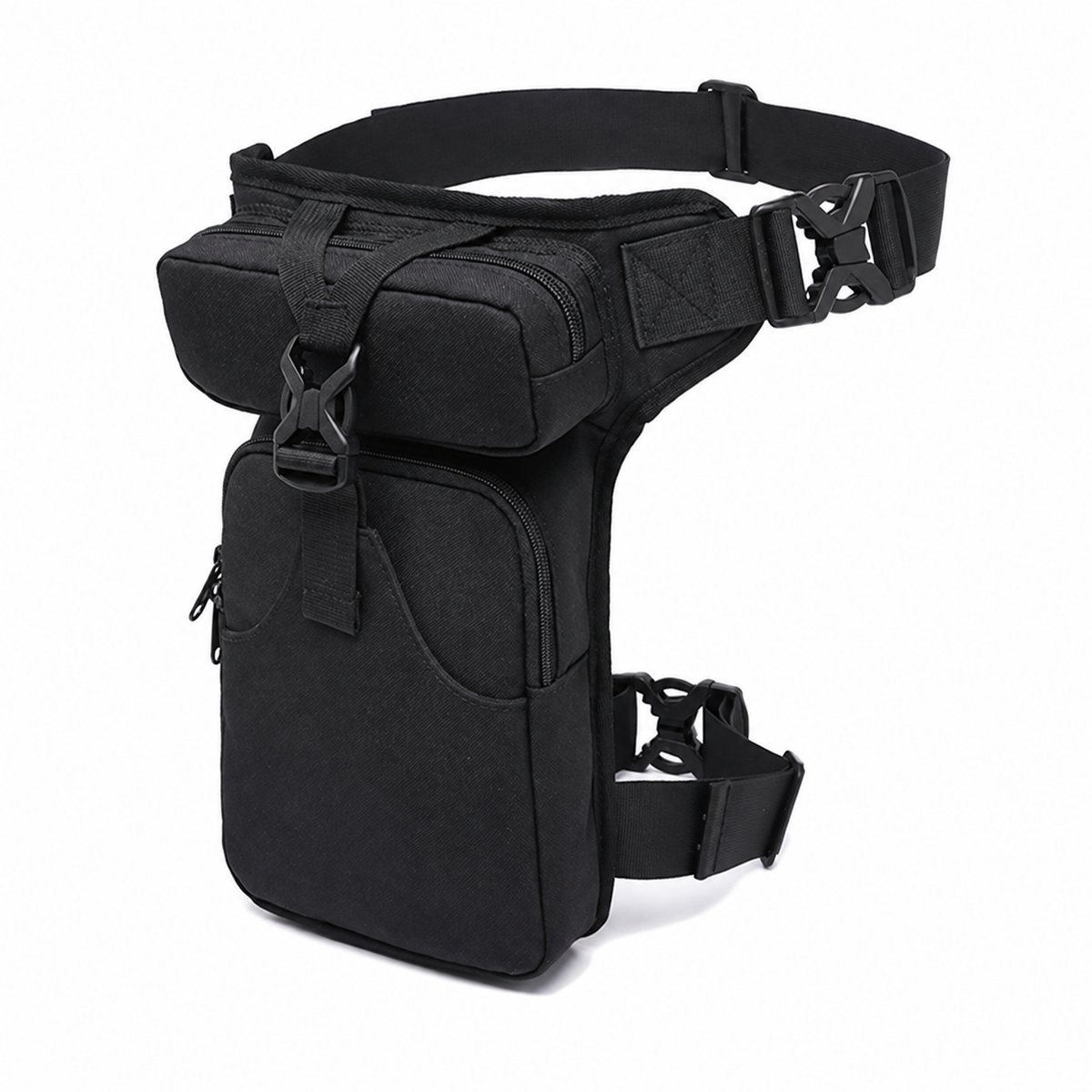 Tactical Leg Bag with 4 Compartments, Black