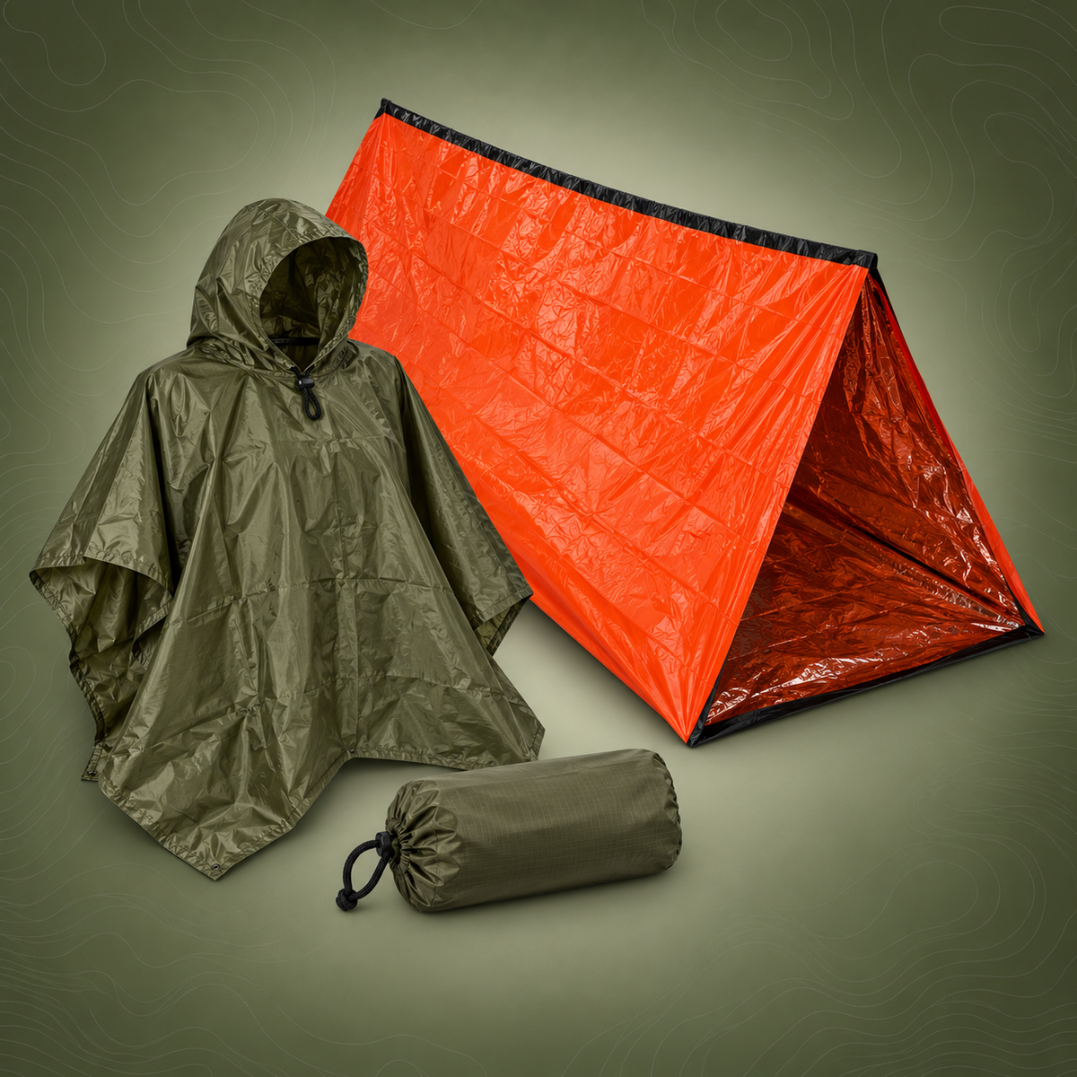 Emergency Survival Tent + Survival Poncho (Bundle)