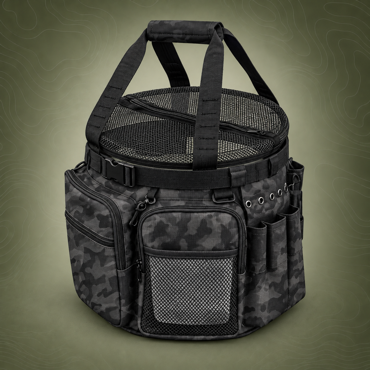 Camouflage Fishing Bucket Storage Wrap & Mesh Cover, 87 x 28 cm