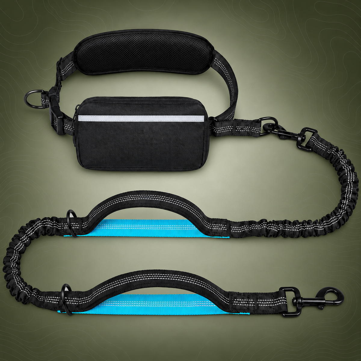 Hands-Free Dog Walking Belt with Bungee Leash, Black