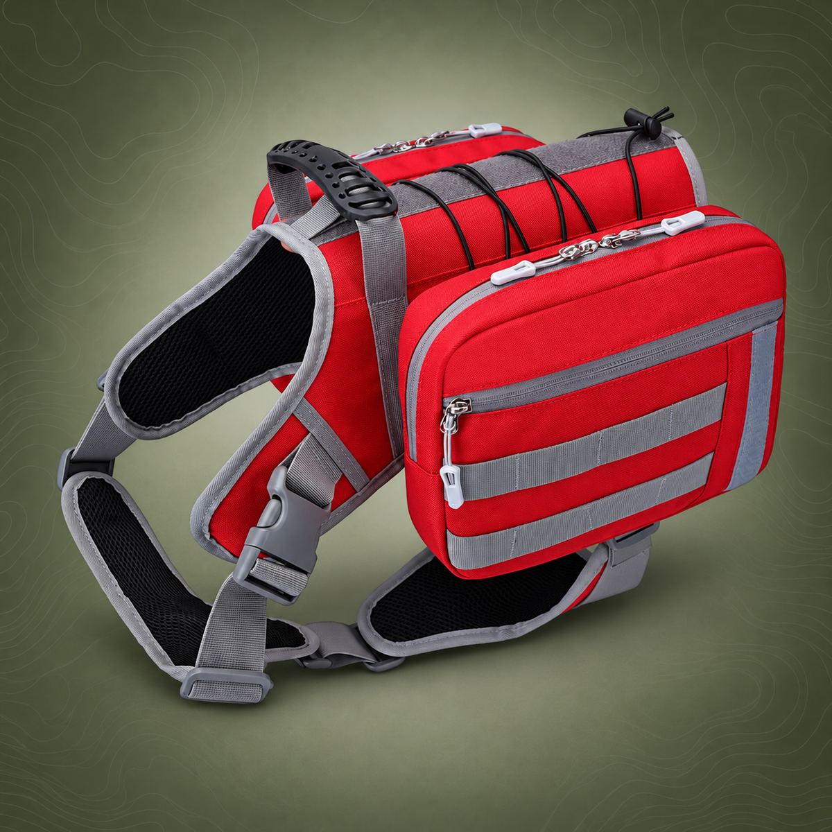 2-in-1 Dog Saddlebag Harness Backpack, Red