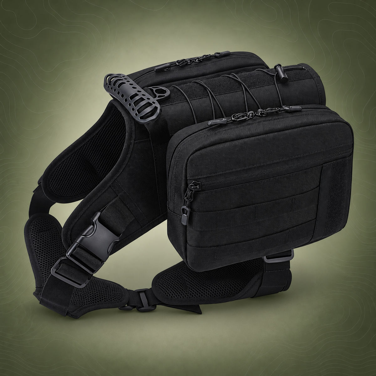 2-in-1 Dog Saddlebag Harness Backpack, Black