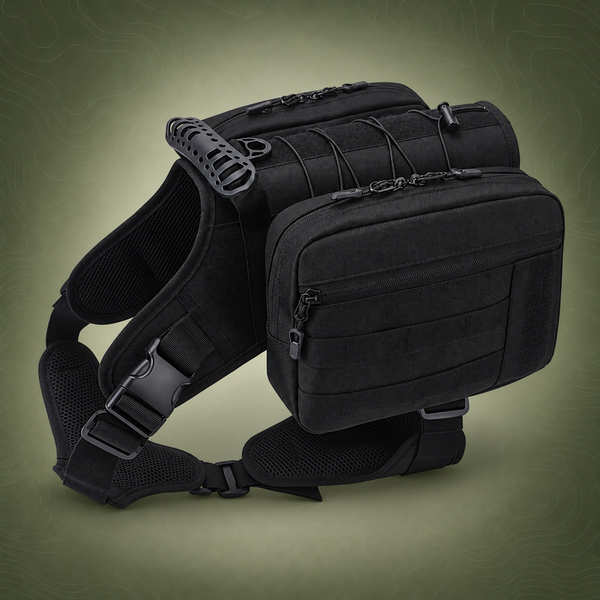 2-in-1 Dog Saddlebag Harness Backpack, Black