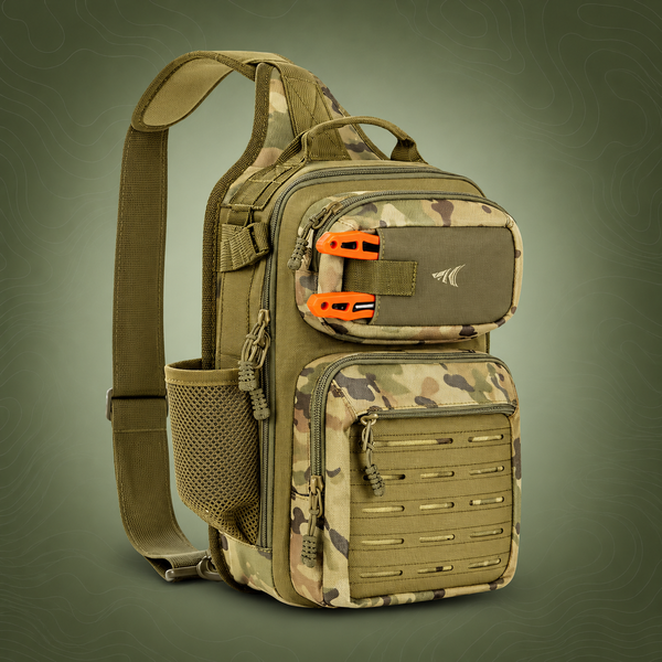 Fishing Sling Backpack for Anglers, Olive Green