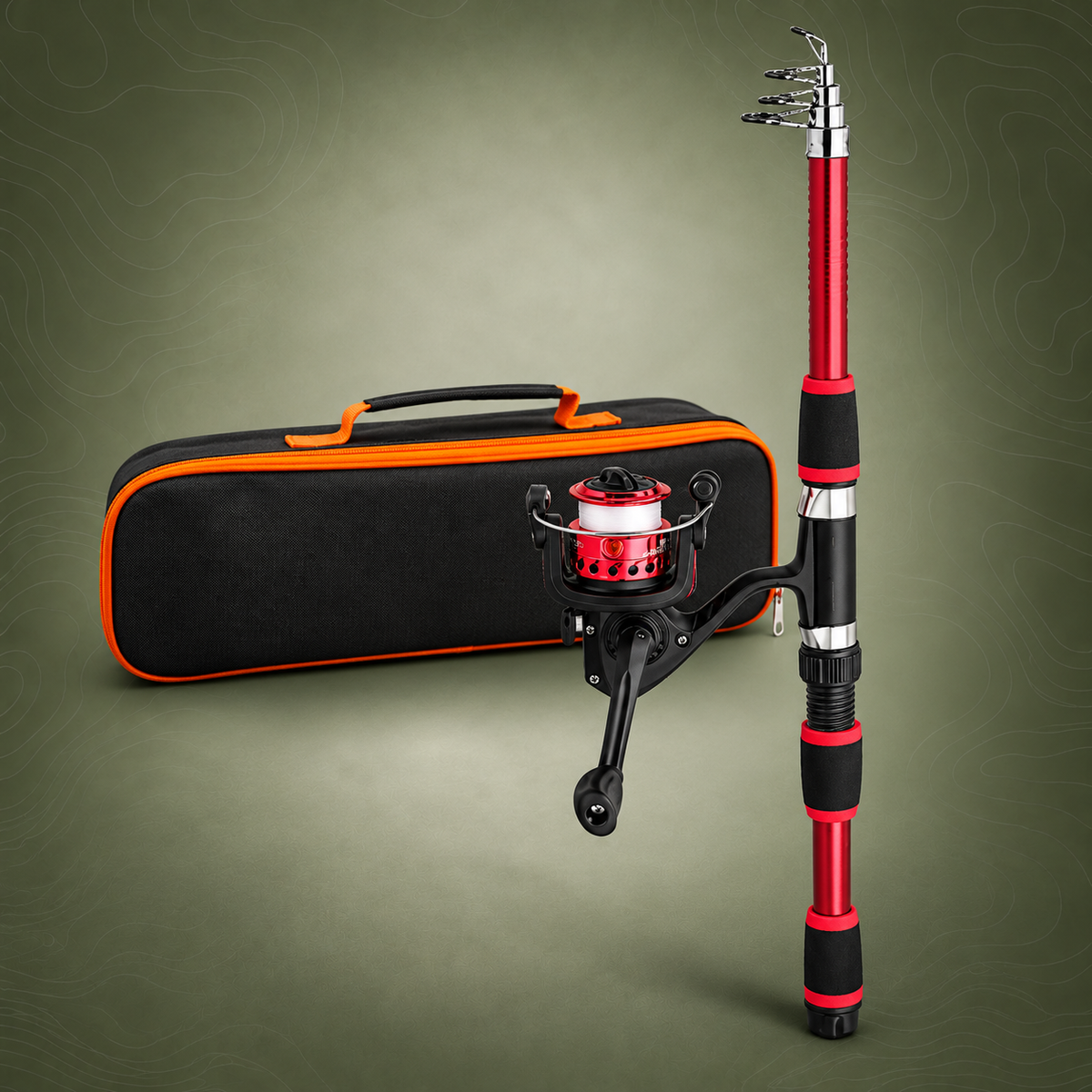 Ultra Short Pocket Fishing Rod Full Set, Red