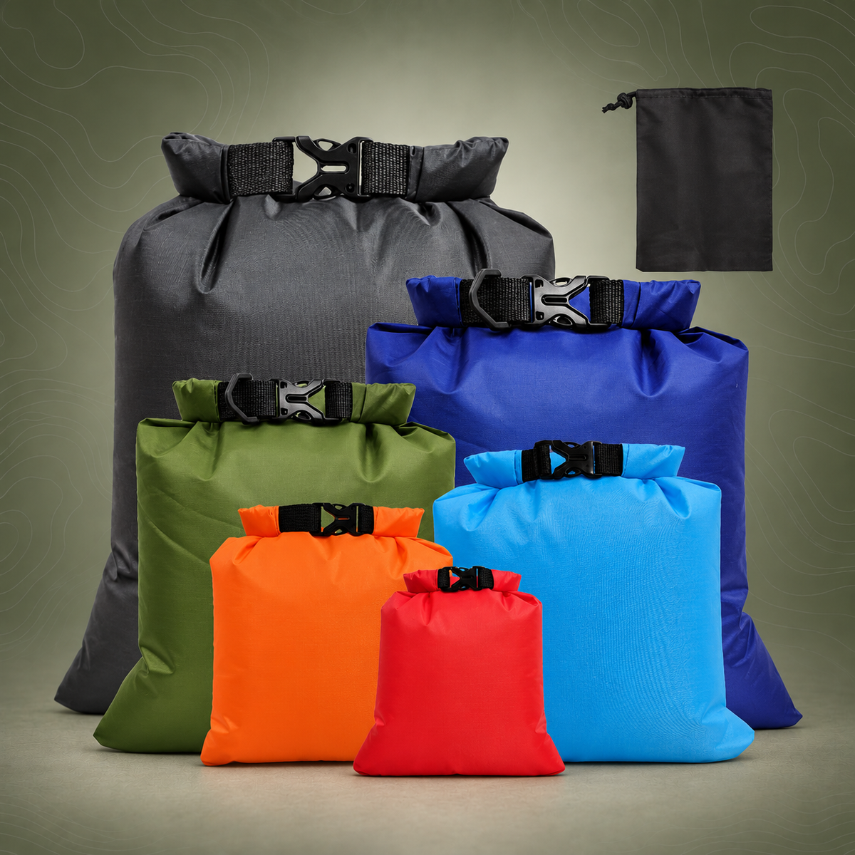 6 Pack Waterproof Dry Bags, 1.5L to 8L