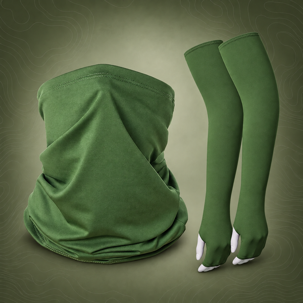Camo Sun Guard Kit, Sleeves, Gloves & Neck Cover, Army Green