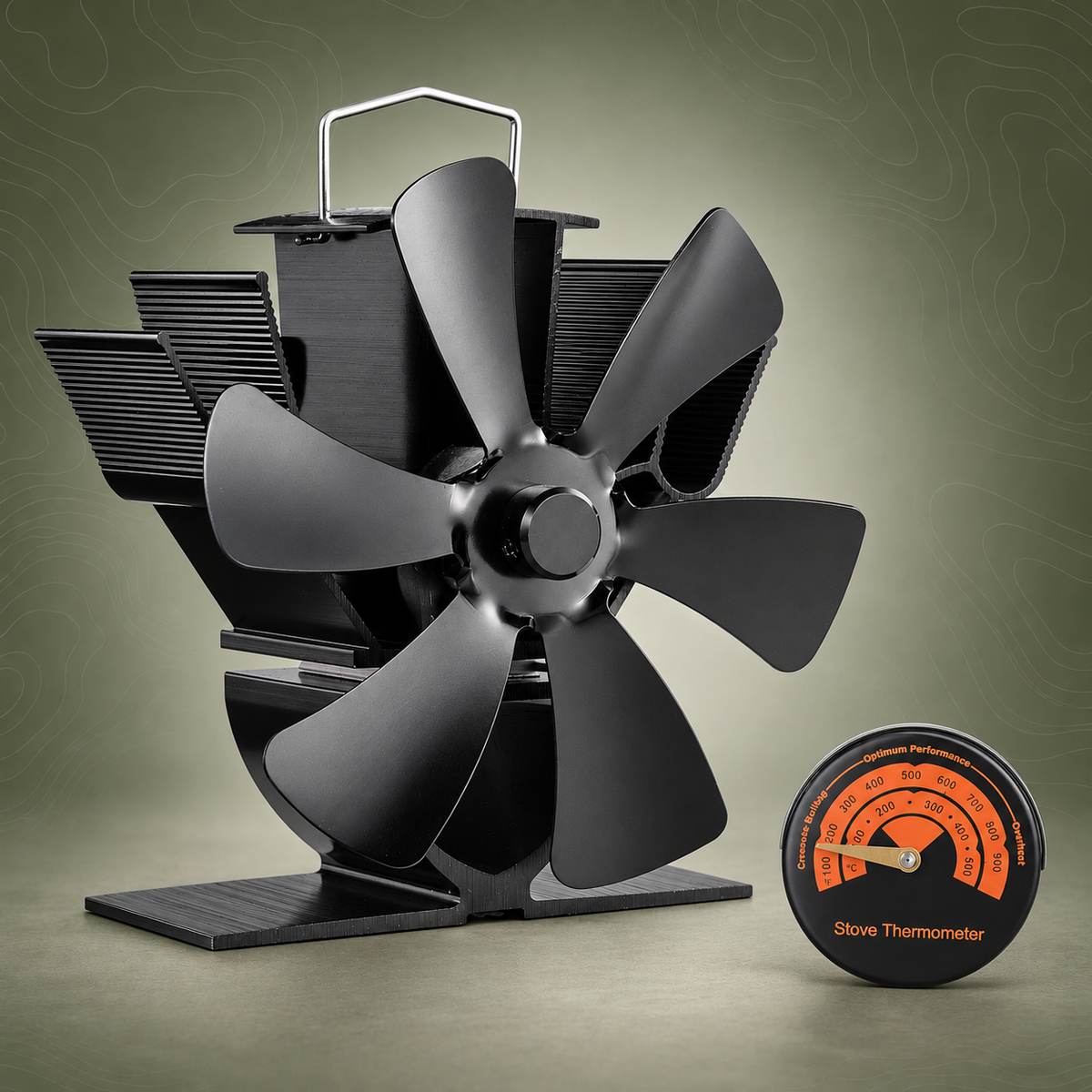 6 Blade Heat Powered Wood Stove Fan