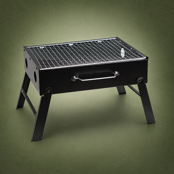 Foldable Hibachi Charcoal BBQ Grill, Flat-Pack, Black