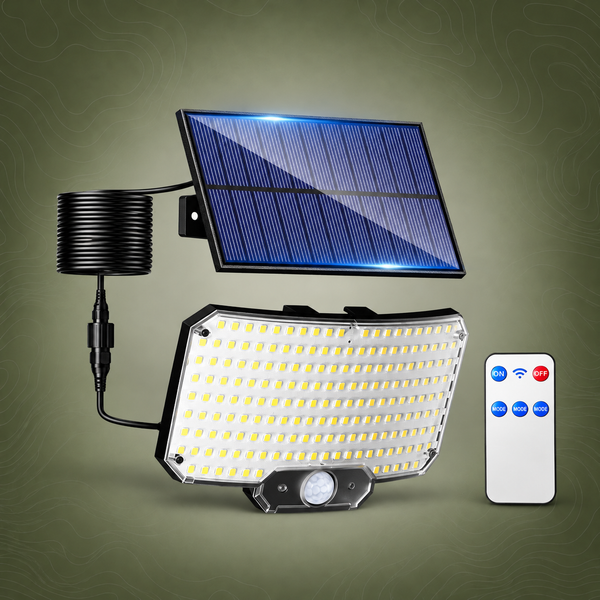 238 LED Solar Motion Sensor Flood Light with Remote, IP65, Black