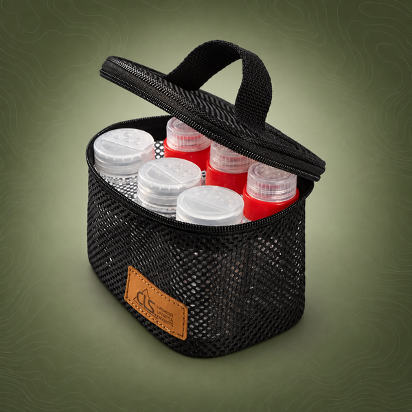 6-Piece Mini Seasoning Bottle Set with Carry Bag, Black