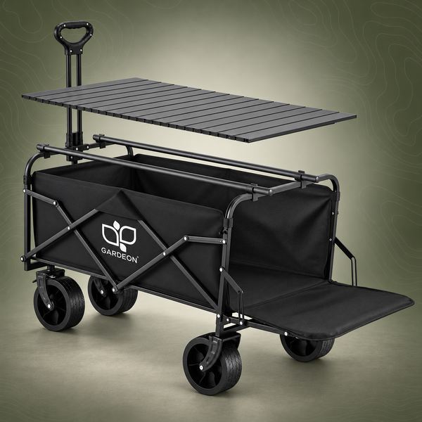 Gardeon Folding Camping Wagon 150L with Tailgate Table, Black