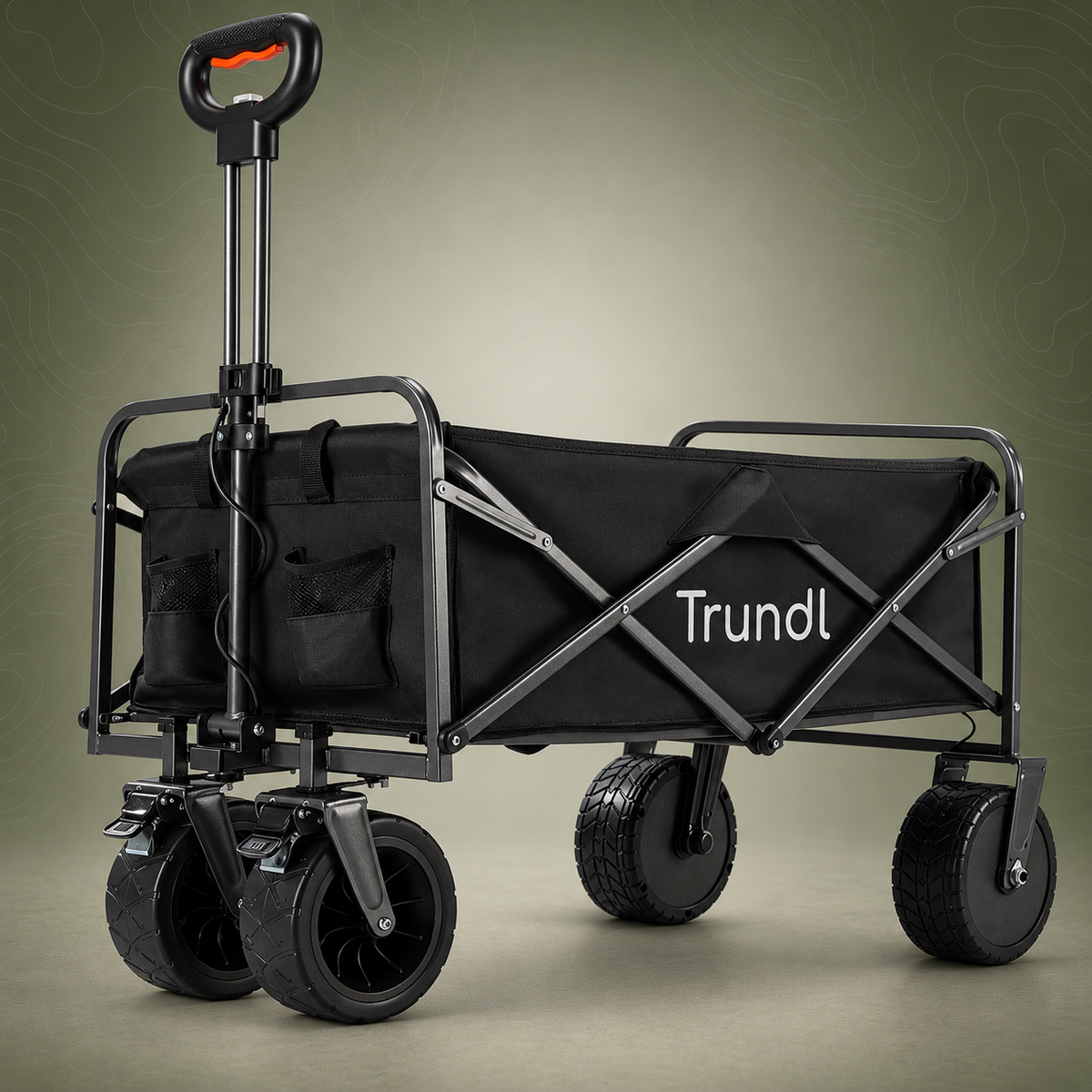 TRUNDL 106L Electric Folding Wagon, All-Terrain Wheels, Black