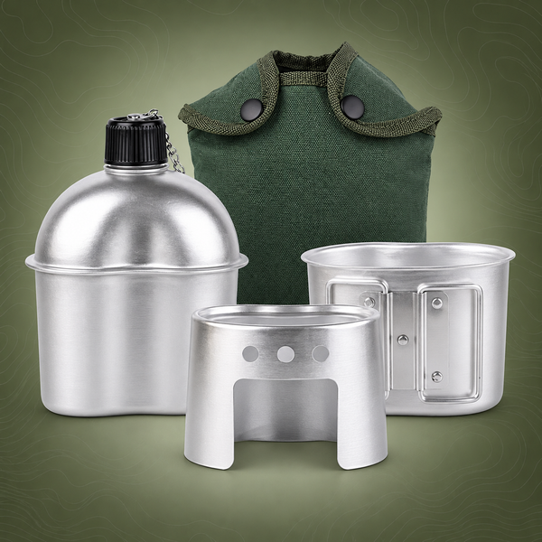 Aluminium Canteen Cook Set 1L | Cup, Stove & Carry Bag Australia