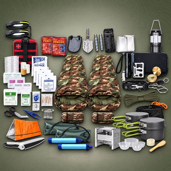 PrepPro BaseCamp V2 2‑Person Survival Kit – 116 Pieces (No Bag)