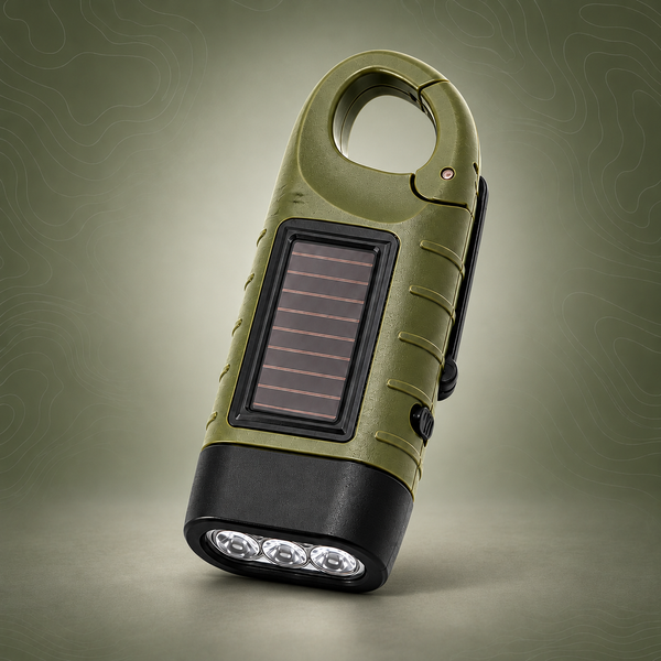Solar Rechargeable Emergency Torch – Compact Clip-On Camping & Blackout Light