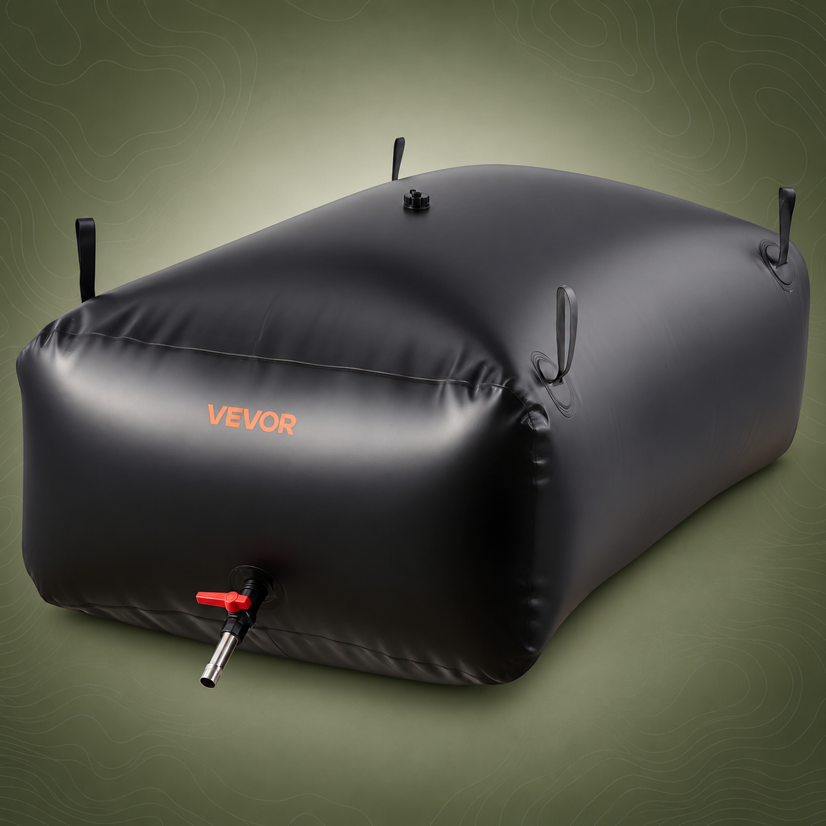 540L Heavy-Duty PVC Water Storage Bladder on subtle topographic background