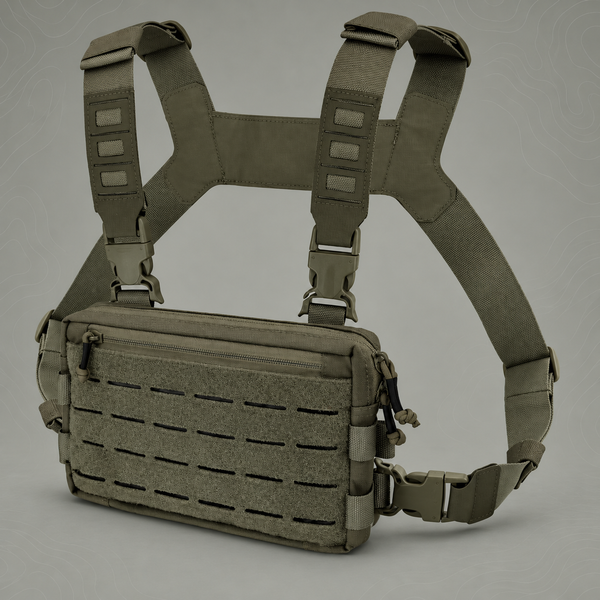 Green Minimalist Tactical Chest Rig - Lightweight Recon Pouch