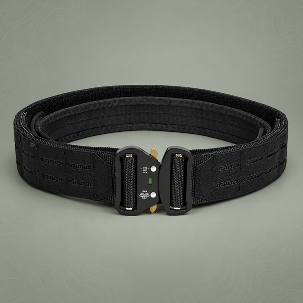 Dual Layer Quick Release Tactical Belt - Attachment System, Alloy Cobra Buckle, Adjustable Nylon(black)
