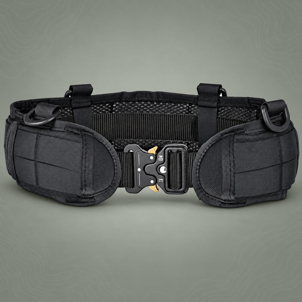 Black Adjustable Tactical Battle Belt Set - Padded MOLLE Outer Belt & Nylon Inner Belt