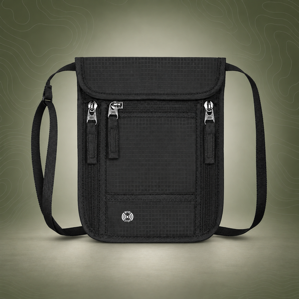 Black RFID Neck Passport Holder