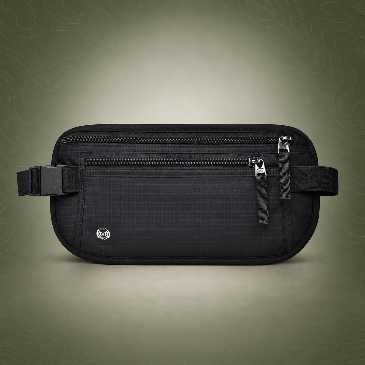 Black RFID Blocking Slim Anti-Theft Fanny Pack