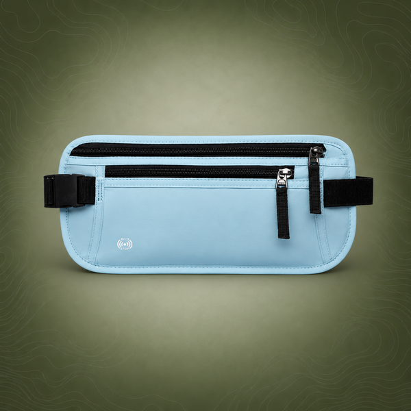 Blue RFID Blocking Slim Anti-Theft Fanny Pack