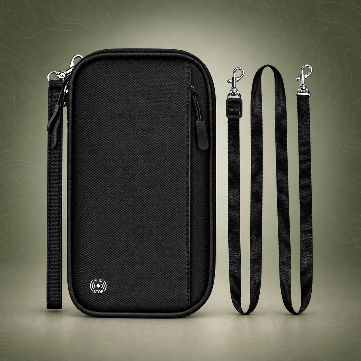 Black RFID Blocking Travel Wallet