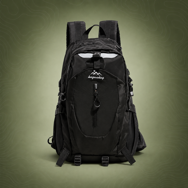 Black Outdoor Hiking Backpack - Lightweight Nylon Daypack
