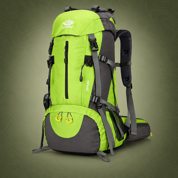Green 36-55L Outdoor Hiking Backpack - Durable Water Resistant